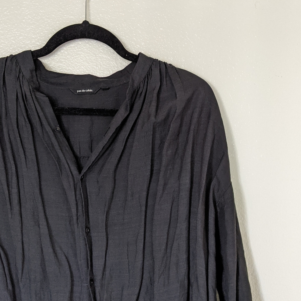Pas de Calais Tencel Linen Black Blouse
